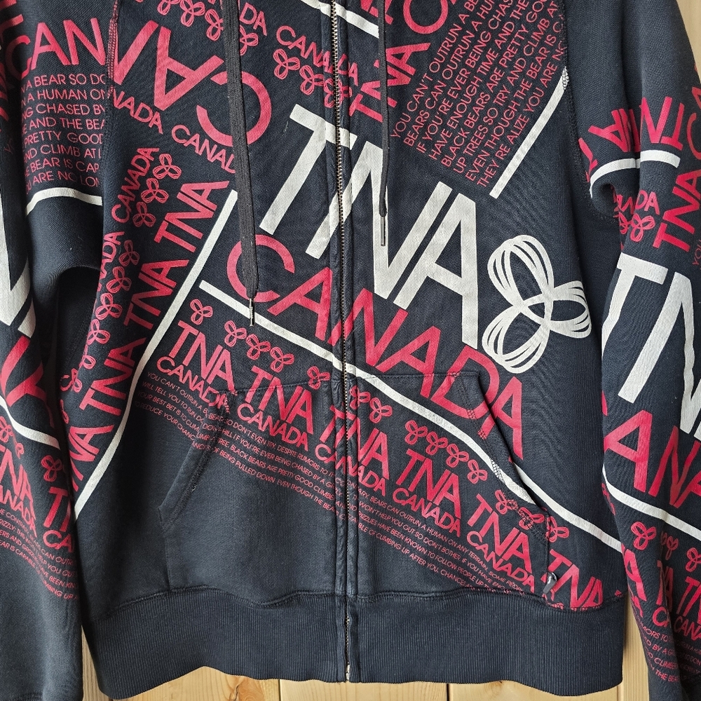 TNA Canada Zip Up Hoodie Black Red White Womens Medium - Picture 3 of 11